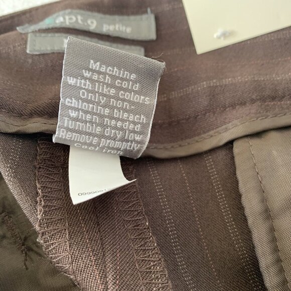apt 9 The Maxwell Pant Brown Pinstripe Cropped Women’s Petite 4 Pants NWT - Picture 10 of 10